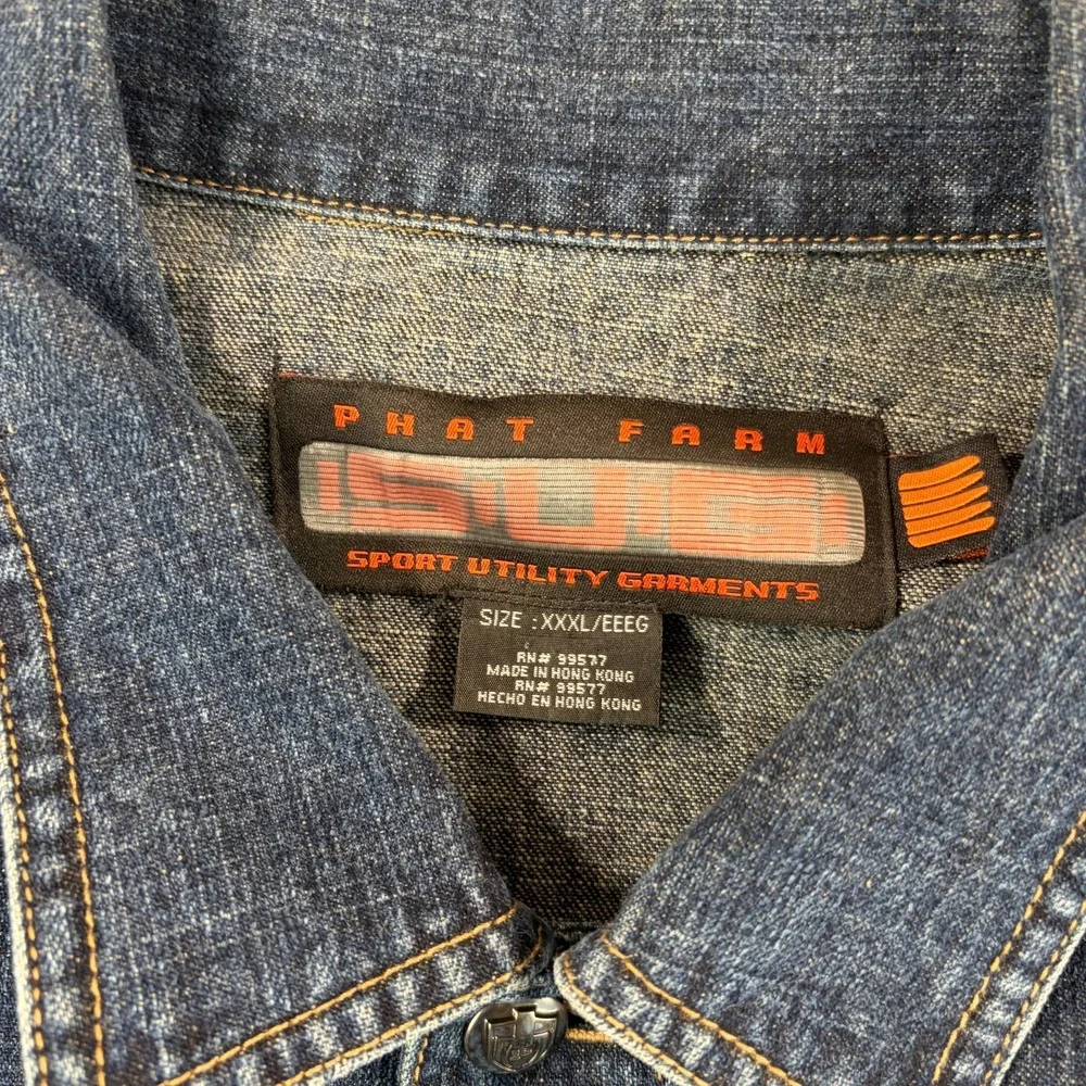 Vintage‎ Y2K Phat Farm Denim Baggy Hip Hop Jacket 3XL Jeans 38x33 Set
